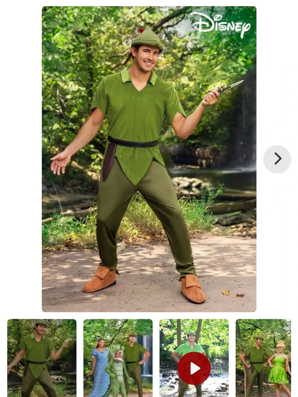 Disney Green Peter Pan Costume Shirt and Brown Pants